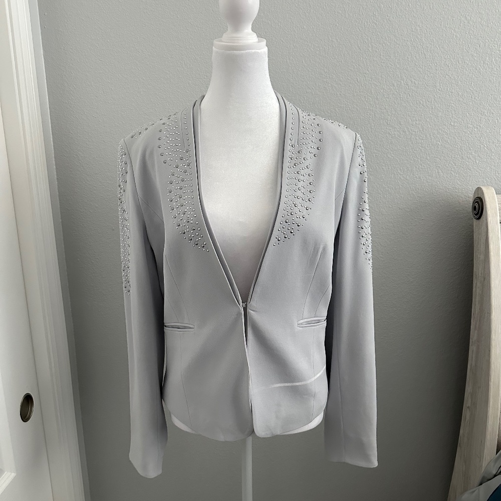 Suite Jacket Cache Gray Rhinstone Size 8 - image 1